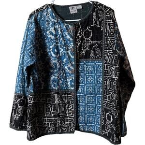Kar-ma Quilted Patchwork Batik Jacket SZ XL India Boho